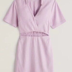 Abercrombie & Fitch Lavender Purple Linen Blend Short Sleeve Cut Out Size XST